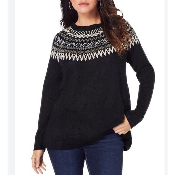 J. Jill Sweater Women's XS Wool Blend Blue Fair Isle Pullover Knit Crew Neck - Picture 1 of 8